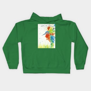 Colourful Kingfisher, "Fishing for Compliments!" Kids Hoodie